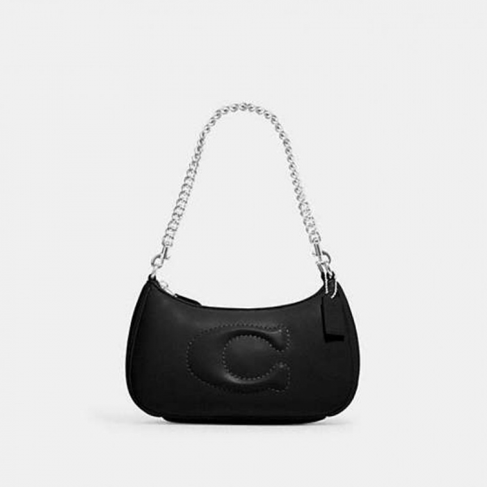 Teri Shoulder Bag With Signature Quilting - Smooth Leather/Silver/Black