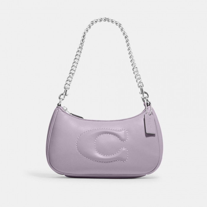 Teri Shoulder Bag With Signature Quilting - Smooth Leather/Silver/Light Violet