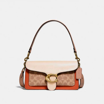 Tabby Shoulder Bag 26 With Signature Canvas - Brass/Tan Ivory