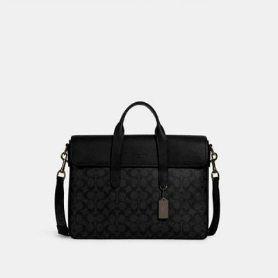 Sullivan Portfolio Brief In Signature Canvas - Gunmetal/Charcoal/Black