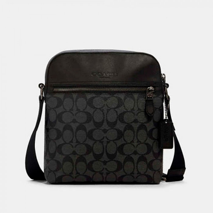 Houston Flight Bag In Signature Canvas - Gunmetal/Charcoal/Black