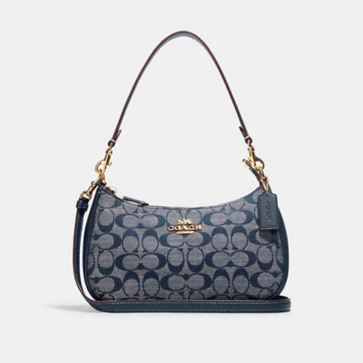 Teri Shoulder Bag In Signature Chambray - Gold/Denim Multi