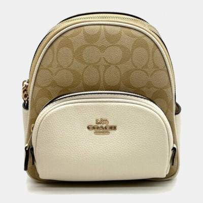 Mini Court Backpack In Signature Canvas - Light Khaki/White