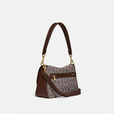 Soft Tabby Shoulder Bag In Signature - Jacquard Brass/Oak Maple
