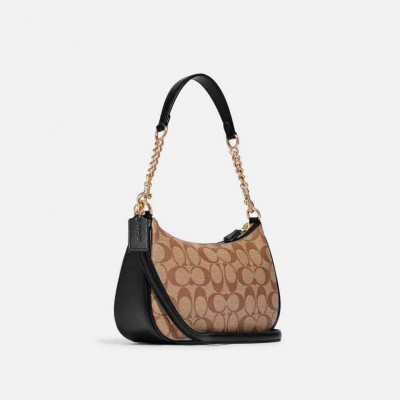 Teri Shoulder Bag In Signature Canvas - Im/Khaki/Black