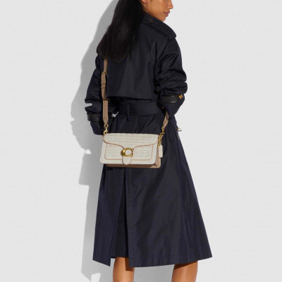 Tabby Shoulder Bag 26 With Pleating - Brass/Chalk