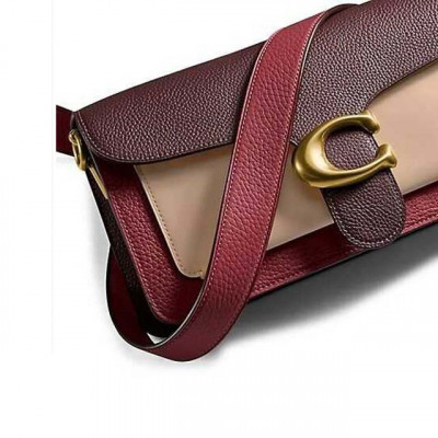 Tabby Shoulder Bag in Colorblock - Wine Multi/Brass