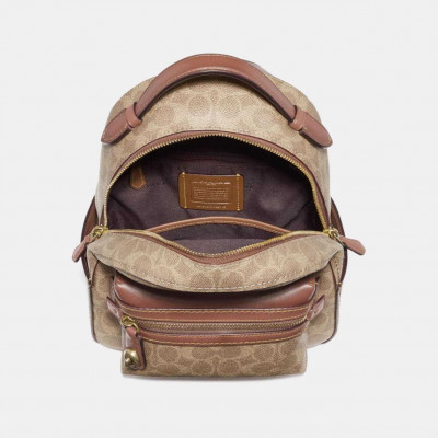 Campus Backpack 28 In Signature Canvas - Tan Rust/Brass