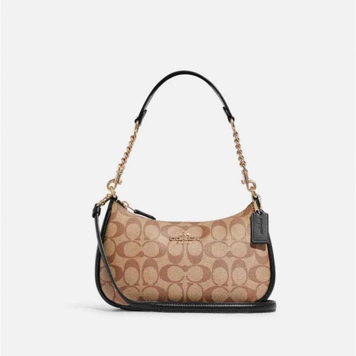 Teri Shoulder Bag In Signature Canvas - Im/Khaki/Black