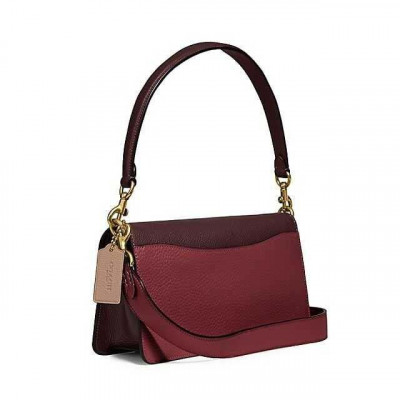 Tabby Shoulder Bag in Colorblock - Wine Multi/Brass