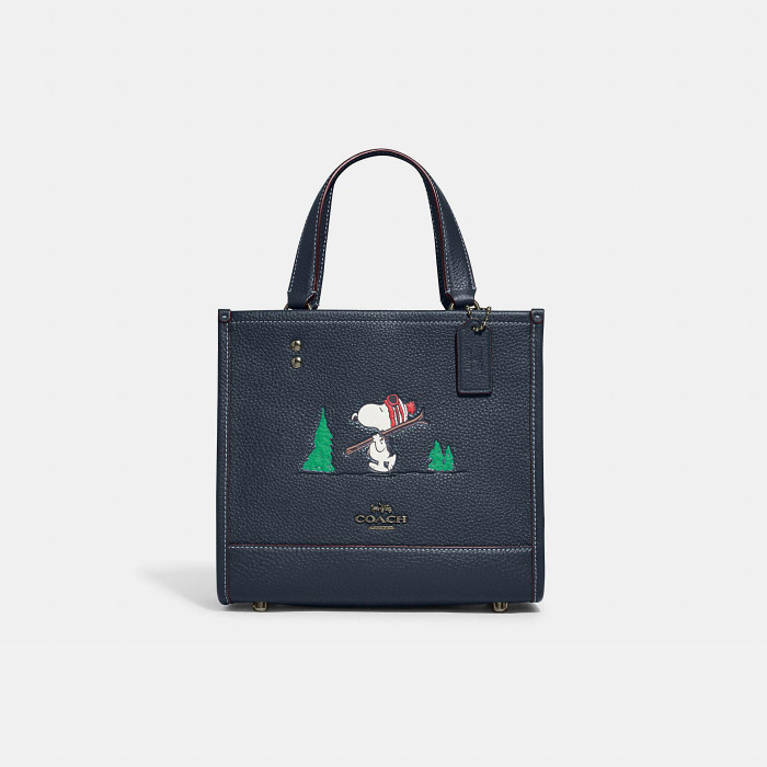 X Peanuts Dempsey Tote 22 With Snoopy Ski Motif - Gunmetal/Denim Multi