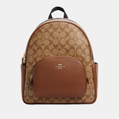 Court Backpack In Signature Canvas – Im/Khaki/Saddle
