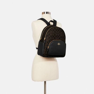 Court Backpack In Signature Canvas – Brown/Black