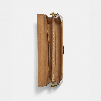 Tabby Shoulder Bag 26 With Pleating - Brass/Chalk