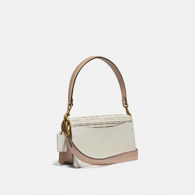 Tabby Shoulder Bag 26 With Pleating - Brass/Chalk
