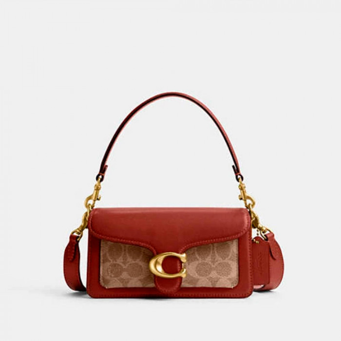 Tabby Shoulder Bag 20 In Signature Canvas - Brass/Tan/Rust