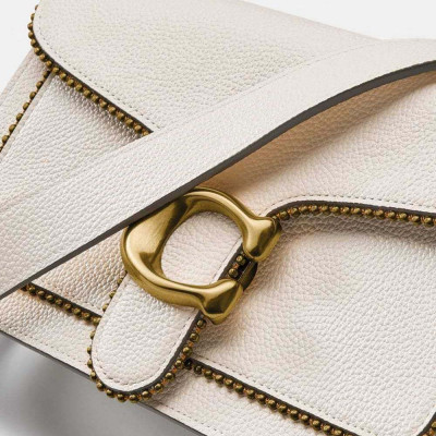 Tabby Shoulder Bag 26 With Beadchain - Pewter/White