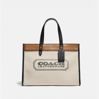 Field Tote 30 With Badge - Brass/Canvas Light Saddle