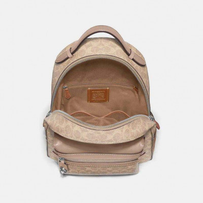 Campus Backpack 28 In Signature Canvas - Tan/Chalk/Brass