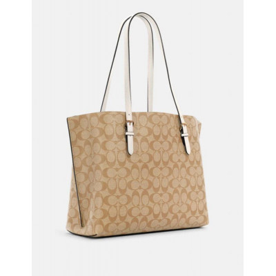 Mollie Tote In Signature Canvas - Im/Light Khaki Chalk