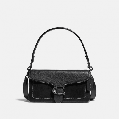 Tabby Shoulder Bag 26 With Beadchain - Pewter/Black