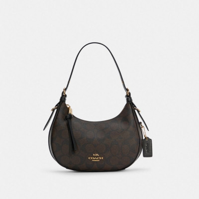 Kleo Hobo In Signature Canvas - Gold/Brown Black