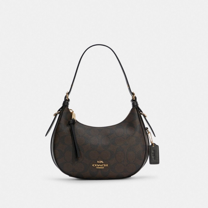Kleo Hobo In Signature Canvas - Gold/Brown Black