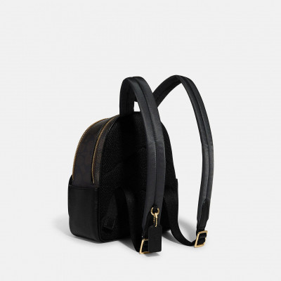 Mini Court Backpack In Signature Canvas - Gold/Brown Black