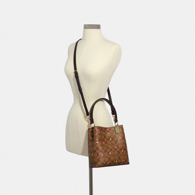 Small Town Bucket Bag In Signature Canvas With Butterfly Print - Im/Khaki Pink Multi/Oxblood