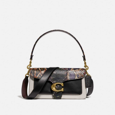 Tabby Shoulder Bag 26 With Snakeskin Detail - Chalk Multi/Brass