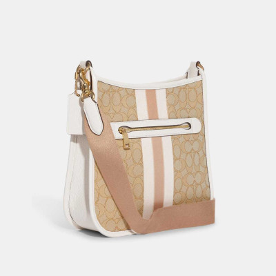 Dempsey File Bag In Signature Jacquard With Stripes And Coach Patch - Im/Light Khaki Chalk