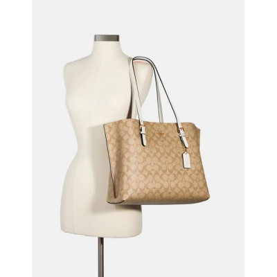 Mollie Tote In Signature Canvas - Im/Light Khaki Chalk