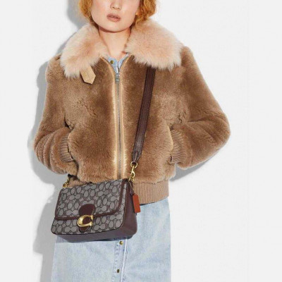 Soft Tabby Shoulder Bag In Signature - Jacquard Brass/Oak Maple