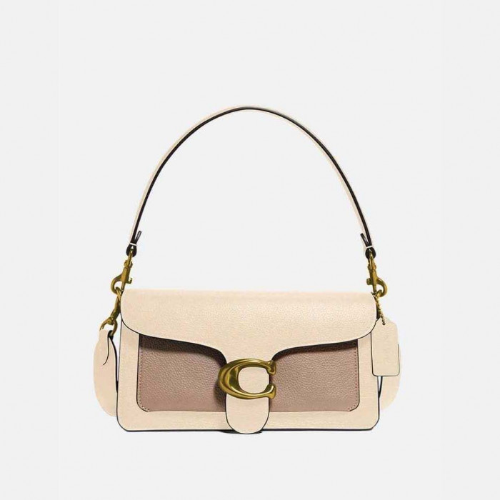 Tabby Shoulder Bag in Colorblock - Ivory Taupe Multi