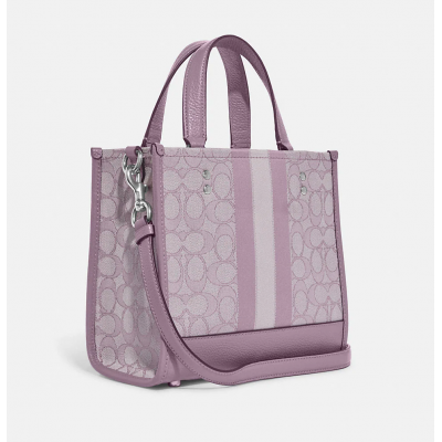 Dempsey Tote 22 In Signature Jacquard With Stripe And Coach Patch - Sv/Soft Lilac