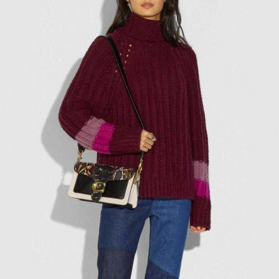 Tabby Shoulder Bag 26 With Snakeskin Detail - Chalk Multi/Brass