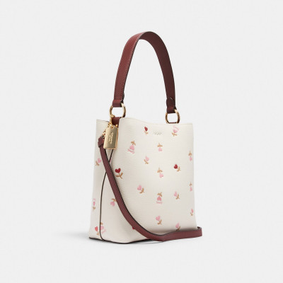 Small Town Bucket Bag With Heart Floral Print - Im/Chalk Multi/Wine