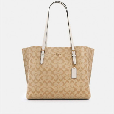 Mollie Tote In Signature Canvas - Im/Light Khaki Chalk