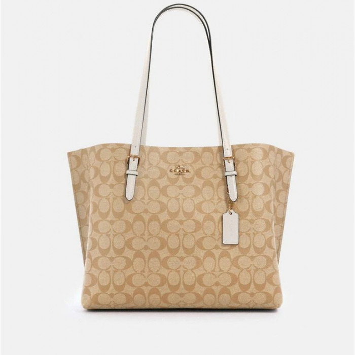 Mollie Tote In Signature Canvas - Im/Light Khaki Chalk