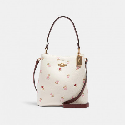 Small Town Bucket Bag With Heart Floral Print - Im/Chalk Multi/Wine