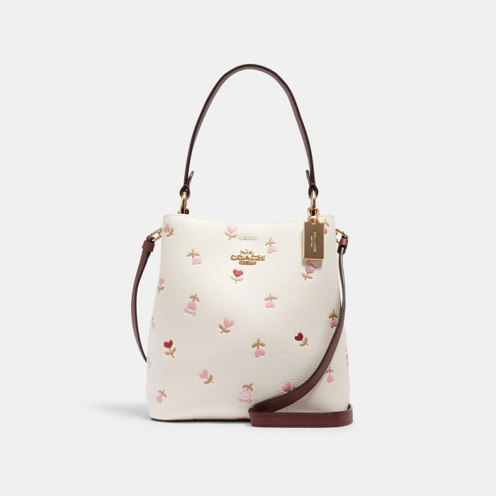 Small Town Bucket Bag With Heart Floral Print - Im/Chalk Multi/Wine
