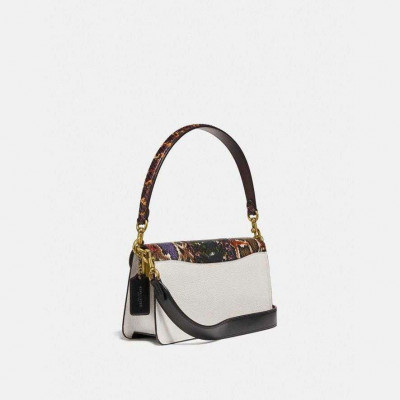 Tabby Shoulder Bag 26 With Snakeskin Detail - Chalk Multi/Brass