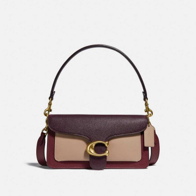 Tabby Shoulder Bag in Colorblock - Wine Multi/Brass