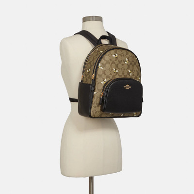 Court Backpack In Signature Canvas With Bee Print – Khaki Multi
