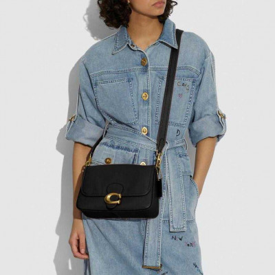 Soft Tabby Shoulder Bag - Brass/Black