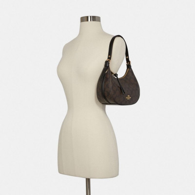 Kleo Hobo In Signature Canvas - Gold/Brown Black