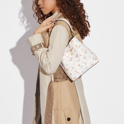 Small Town Bucket Bag In Signature Canvas With Mystical Floral Print - Gold/Chalk Multi
