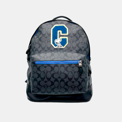 Snoopy Court Backpack In Signature Canvas – Charcoal/Blue
