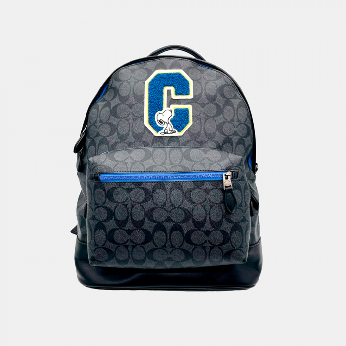 Snoopy Court Backpack In Signature Canvas – Charcoal/Blue