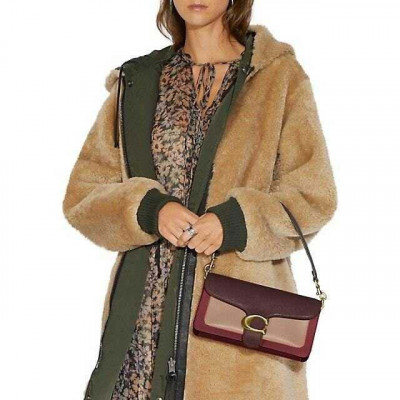Tabby Shoulder Bag in Colorblock - Wine Multi/Brass
